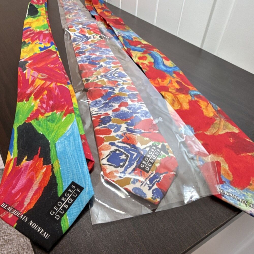 Georges Dubœuf & Wolfmark Multicolor Abstract Men's Ties Lot of 3 Classic